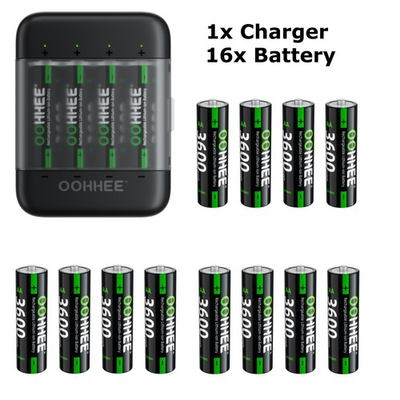 #ad 4 8 12 16x 1.5V 3600mWh AA Lithium Rechargeable Batteries Charging Storage Box $6.99