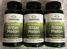 Bitter Melon (Momordica Charantia) 500 mg 3X60 Caps Ayurvedic Herb Blood Sugar