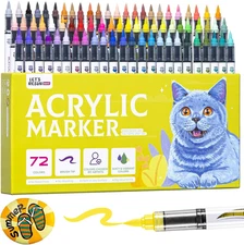 LET'S RESIN PAINT Acrylic Paint Markers Brush Tip 72 Colors,Automatic Ink Contro