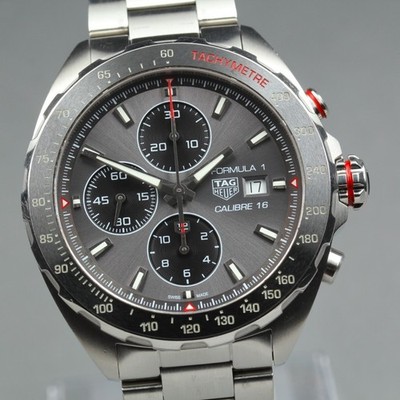 Near Mint Tag Heuer Formula 1 CAZ2012-0 Datum Silber Chronograph Auto Herrenuhr