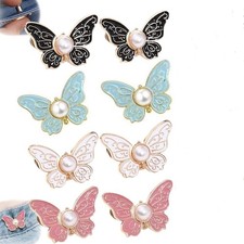 8Pcs Pearl Butterfly Waist Buckle Detachable Pants Waist Tightener Adjuster