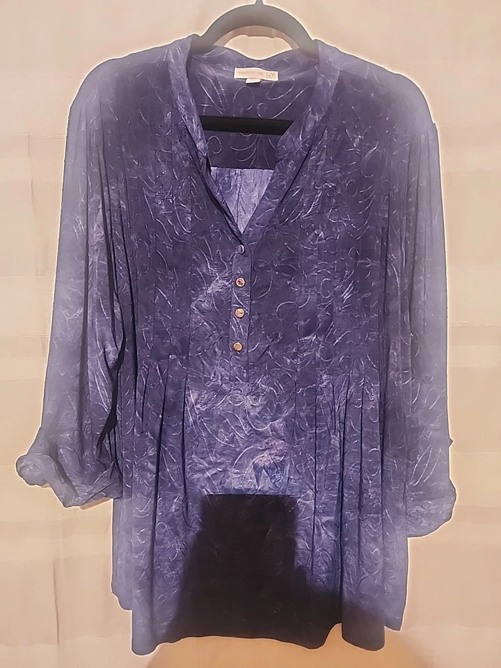 Weatport 1952 3x Rn#125947 azul con botones a presión mangas enrollables Foto 2 de 4