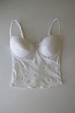 Vintage Italian Eyelet Bustier Top, Lace-Up Back, 2000s Benetton Cami