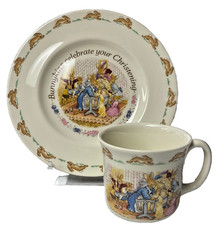 Royal Doulton Bunnykins Celebrate Christening Plate and Mug Set Bone China 1993