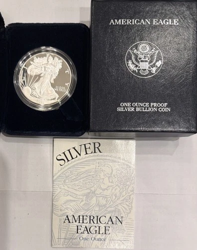 2001 W American Eagle One Ounce Proof Silver Bullion Coin Box & COA
