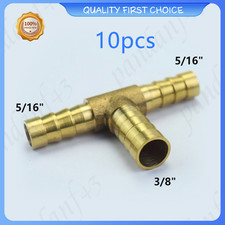 10 PCS Leakproof 3-Way Reducing Brass Hose Barb Tee 5/16"x3/8"x5/16"