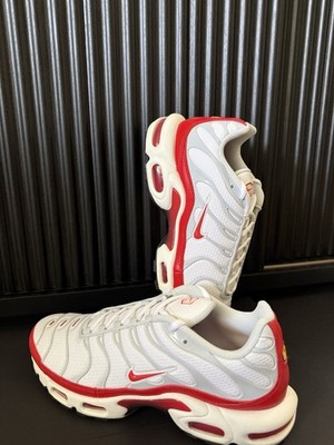 Nike Air Max Plus TN White Red Mesh Low Top Men's Sneaker