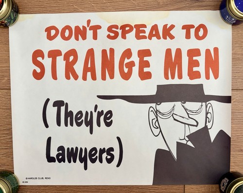 Harolds Club Casino Reno Poster 11 X 14 Home Party Lawyers Are Strange Men