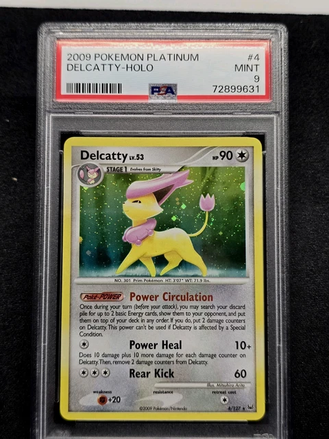 POKEMON DELCATTY 2009 PLATINUM #4 HOLO PSA 9 POP 50 + SWIRL*