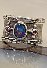 Australian Made Opal Triplet  Medieval Style 925 Sterling Silver Ring Unique