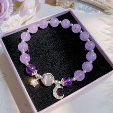 3Pcs Elegant Starry Cat's Eye Moon Crystal Bracelet Silver Plated Grey Moonlight