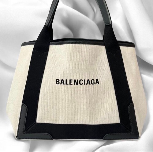 Balenciaga Tote Bag Off-White Cotton Canvas Pre-owned From Japan