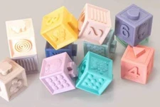 BIBI Bricks 12 Pc Soft Building Blocks Toddler Preschool Baby 3 M+ New Sealed