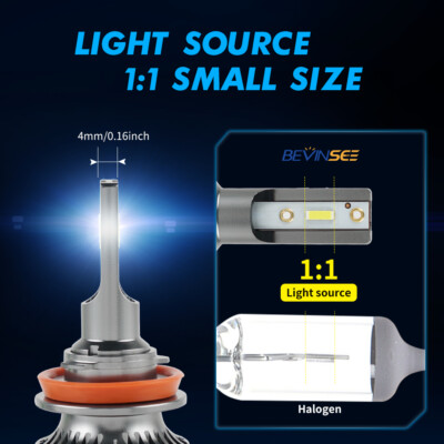 Bevinsee Z26 H1 H4 H7 H8 H11 9005 9006 LED Headlight Bulbs 6000K Canbus Bright E - Foto 10
