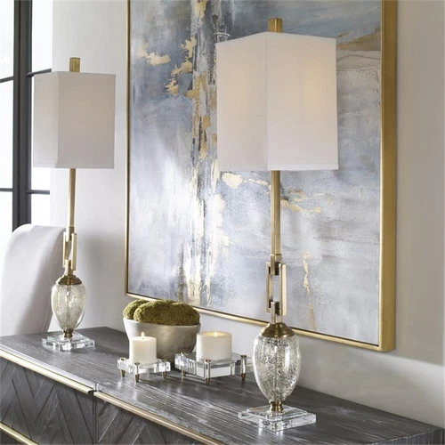 Uttermost Copeland Metal Mercury Glass Crystal Buffet Lamp in Bronze/Off White - Picture 7 of 10