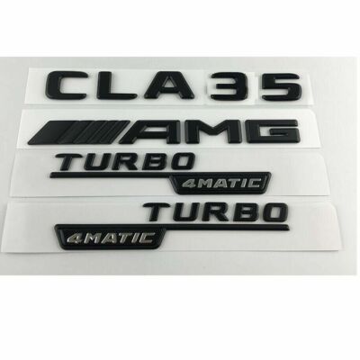 Matt Black Letters CLA35 AMG TURBO 4MATIC Emblems for Mercedes Benz X117 W118