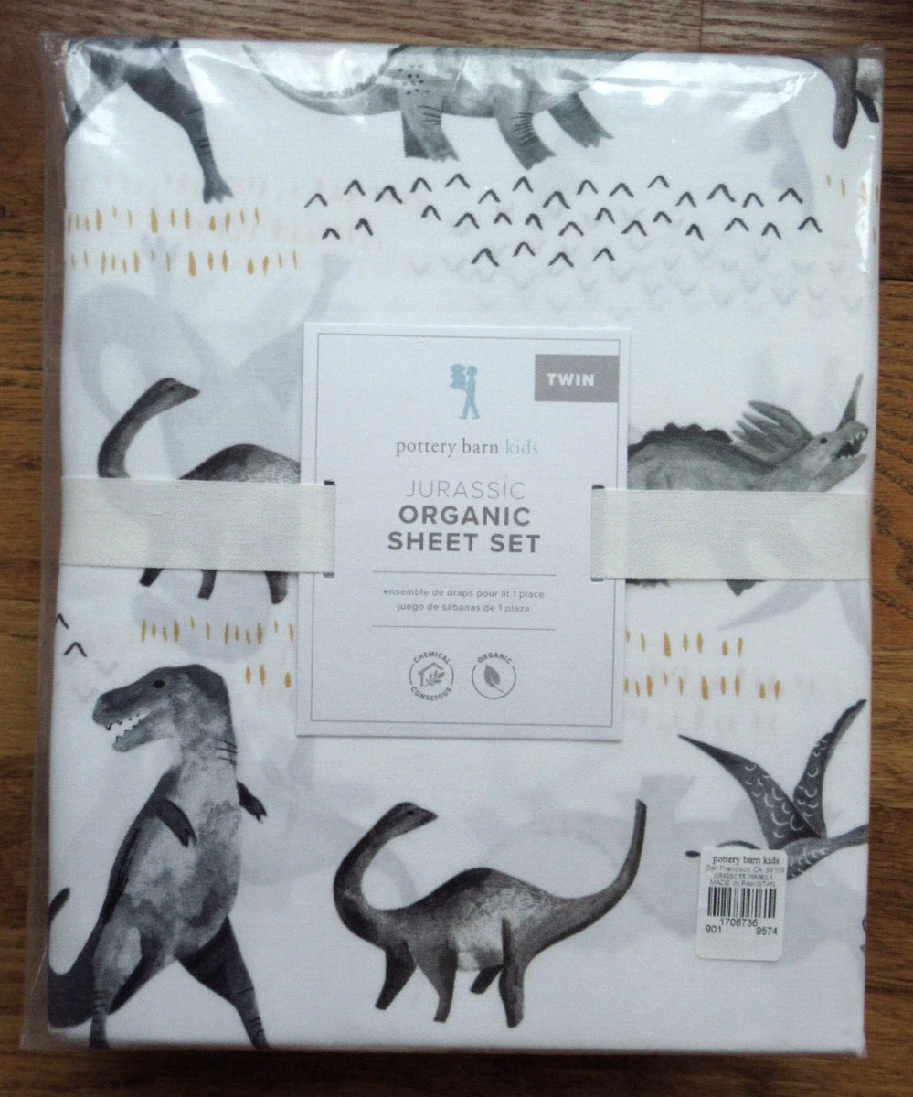POTTERY BARN KIDS Jurassic dinosaur dino organic bedding sheet