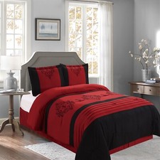 New Empire Home Red Heba Damask 4-Piece Comforter Set Bed In A Bag Sale 