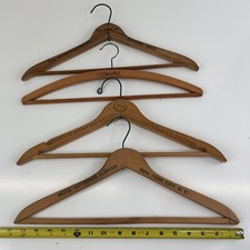 4 Vintage Wooden Advertising Hangers Coat Suit Hotel Governor Clinton NY NY