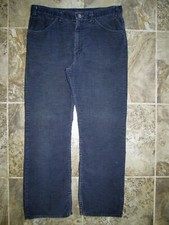 VTG Original Corduroy Pants 32x27 Hippy Blue Straight Short Leg Cotton Casual