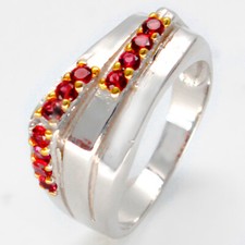 Handmade Jewelry Gift Natural Garnet Silver Ring 925 Sterling / RVS57
