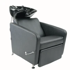 Backwash Barber Shampoo Chair Bowl Ceramic Sink Unit Station Spa Salon (Black)