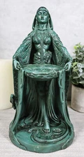 Irish Triple Goddess Danu With Cauldron Statue 9"H Don Source Of Wisdom Wealth