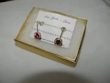 FUSCHIA HOT NEON PINK EARRINGS AUSTRIAN CRYSTAL DANGLE DROP GOLD TONE NEW FLB