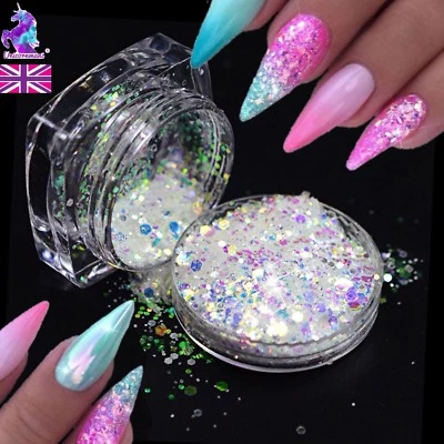 Pixel unicorn aurora effect powder NAIL ART GLITTER AB Mermaid Diamond mix DT-H