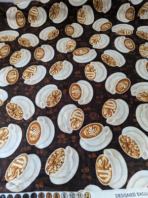JoAnn Fabrics Coffee Cups Fabric Cotton 42'' x 42''