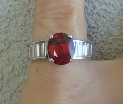 $13,550Beautiful 2.85ct Malaya Garnet 1.82cttw Diamonds 18k White Gold Ring 1078