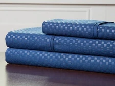 Lavish Home Embossed Brushed Microfiber Sheet set Series 1200 KING Sz 4 PC Blue