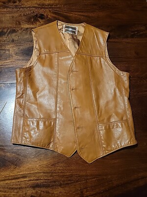Vintage Pioneer Wear Anywhere Anytime leather vest Cowboy Western