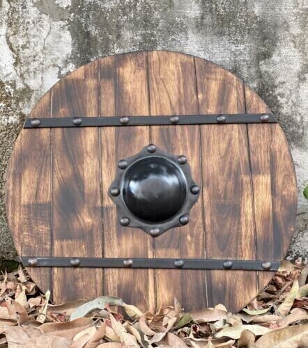 24' de madera vikingo hecho a mano cruzado escudo de madera regalos medievales