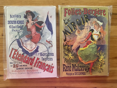 2 New Unused Bound Journals Vintage French Art Covers Folies-Bergere Diary