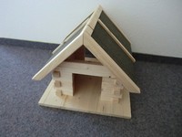 10268 Blockhaus Vogelhaus Futterstation FüR Garten, Naturholz Von Elmato *Neu*