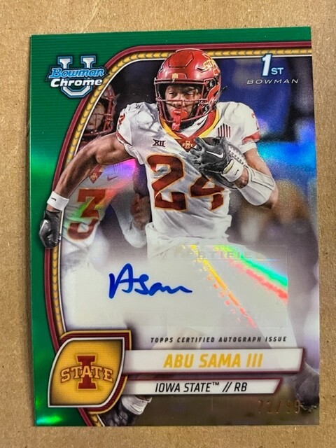 ABU SAMA III Iowa State 2024 Bowman Chrome University Green Ref AUTO /99