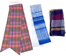 Cotton Scarf Lot Of 3 Plaid Square Rectangle Sash Cotton Mixed Lot