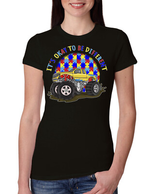 Its Okay to Be Different | Truck Autism Awarness Womens Slim Fit Junior Tee
