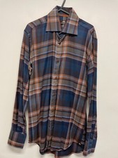 CIRCLE OF GENTLEMEN LS PURE COTTON SHIRT IN NAVY MIX CHECK SIZE 15 BNWOT S295 