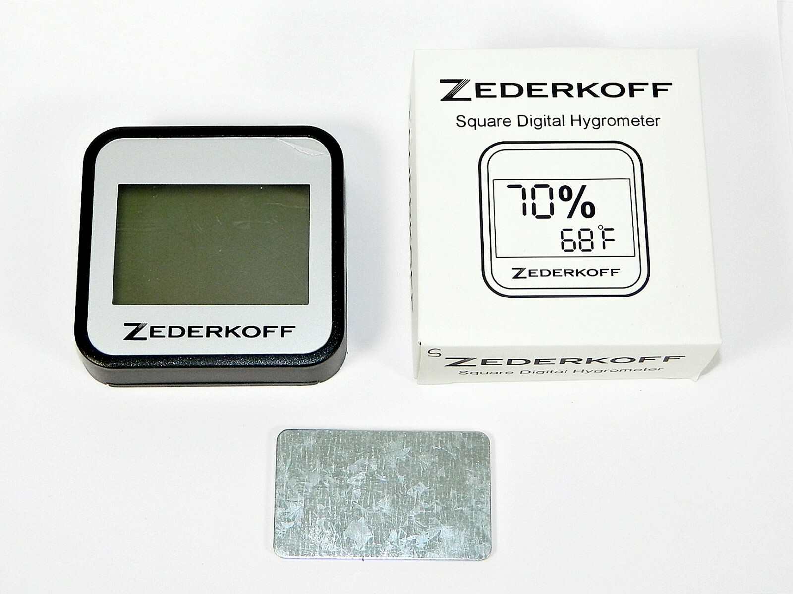 ZEDERKOFF Square Digital Hygrometer Silver Cigar Humidor
