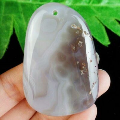 NEW! *BONUS* 58x40x8mm Grey Onyx Agate OBLONG Pendant Bead D96447