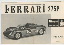 1965 Monogram Ferrari 275P Model 1/32 Scale Instructions