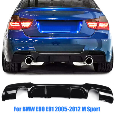 Fit For BMW E90 E91 335i M Sport 2005-2013 Gloss Black Rear Bumper Diffuser Lip