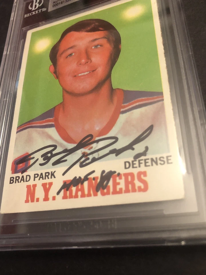 Tarjeta de novato firmada por Beckett autografiada por Brad Park "HOF 88" 1970 Topps 384 Rangers Foto 2 de 3