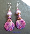 Lavender Flowers Earrings Floral Drops Handmade Artisan Lampwork Mother's Day — photo 2