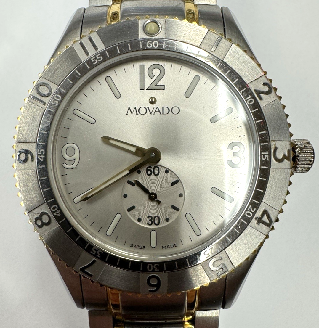 Movado Gentry Museum Stainless Steel & Gold Mens Swiss Watch Movado Gentry Museum Stainless Steel & Gold Mens Swiss Watch