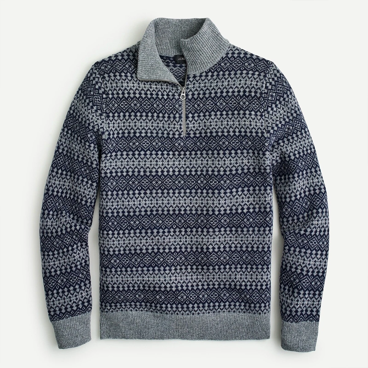 J.Crew Fair Isle Lambswool Half Zip Sweater M 138 eBay