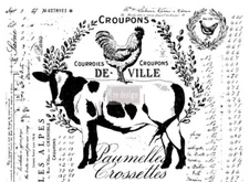Farm Delights Furniture Transfer 22x29"  Redesign With Prima Rub On Cow Chicken 