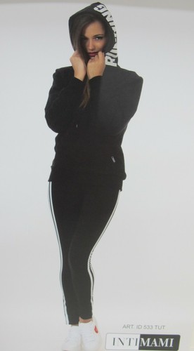 TUTA DONNA CON LEGGINS FELPA DI COTONE CON CAPPUCCIO E TASCA A MARSUPIO  INTIMAMI | eBay